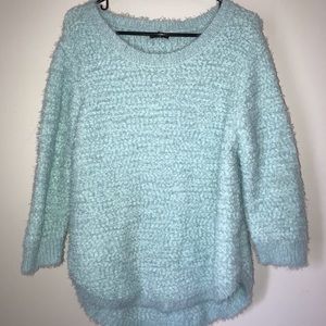 fuzzy blue sweater